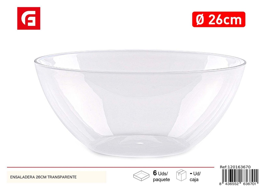 Ensaladera transparente 26cm para cocina