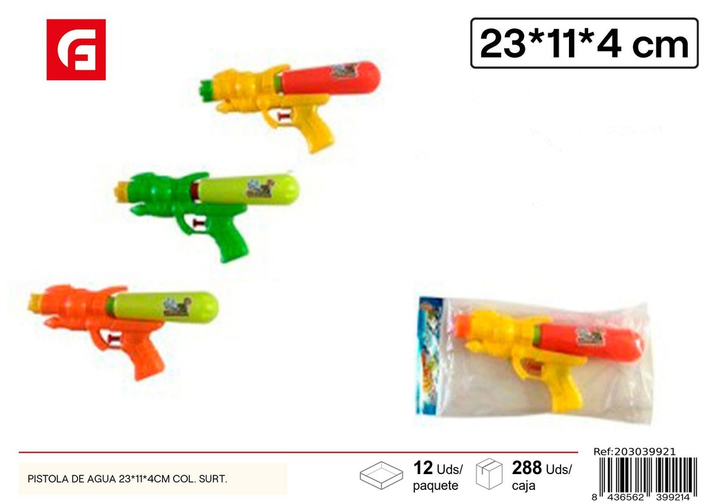 Pistola de agua 23x11x4cm colores surtidos para verano
