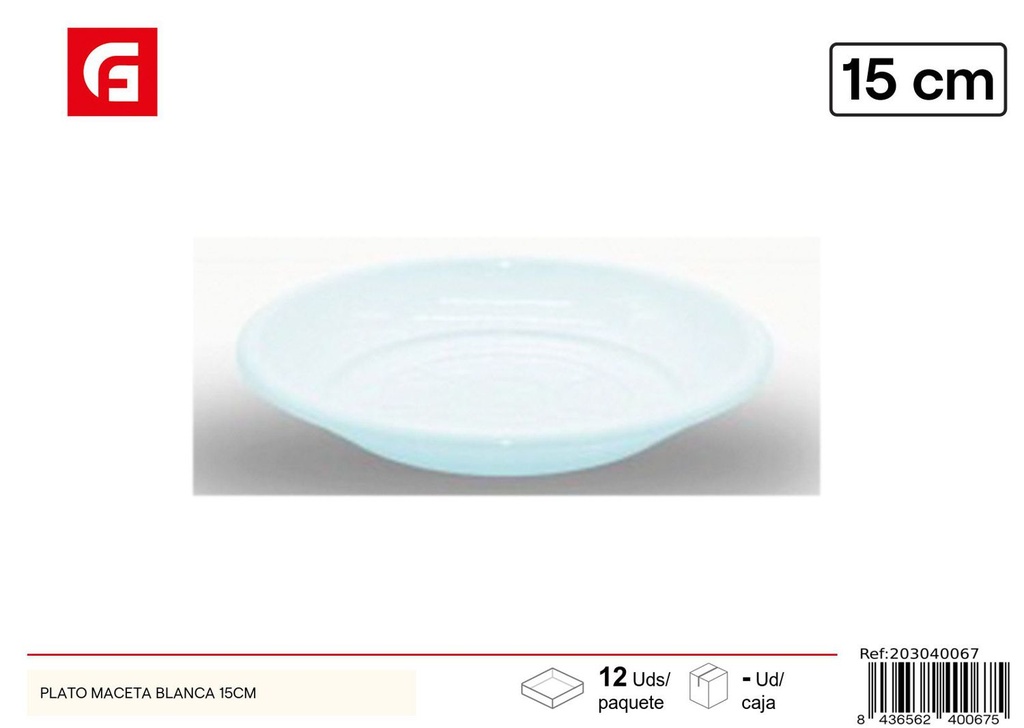 Plato maceta blanca 15cm