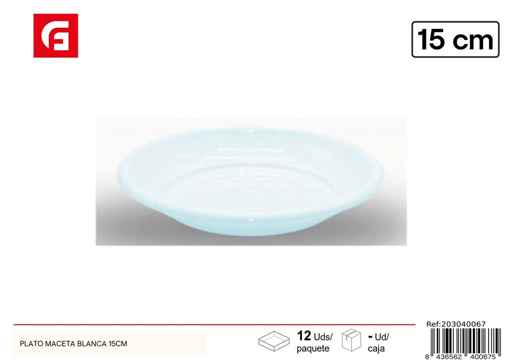 Plato maceta blanco 15 cm - Macetas y jardinería