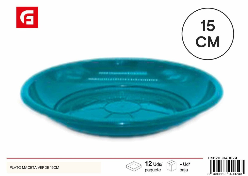 Plato maceta verde 15 cm - Macetas y jardinería
