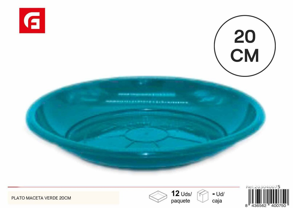 Plato maceta verde 20 cm - Macetas y jardinería