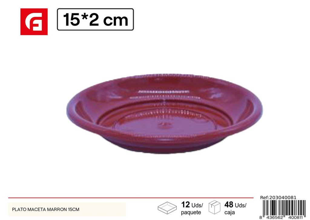 Plato de maceta marrón 15cm para jardín y plantas