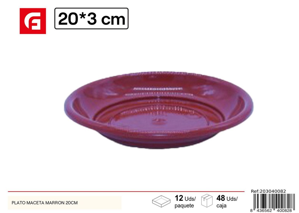 Plato maceta marrón 20cm para jardín