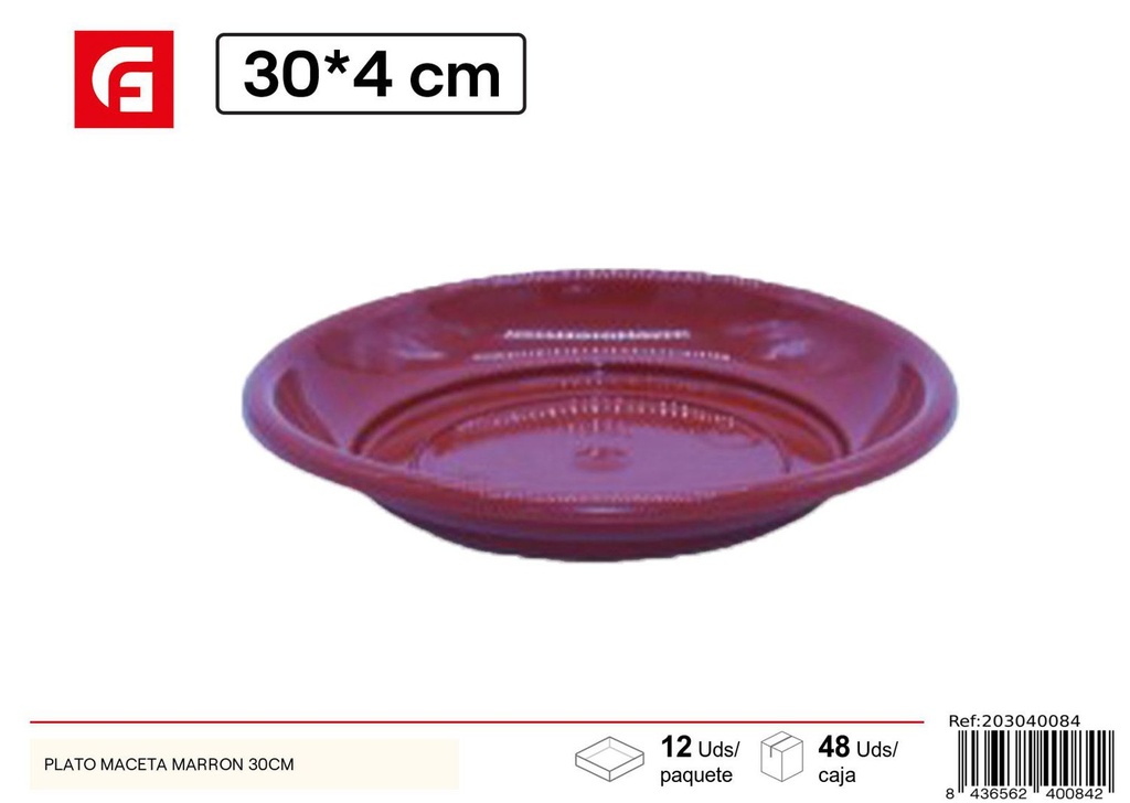 Plato maceta marrón 30cm para jardinería y plantas