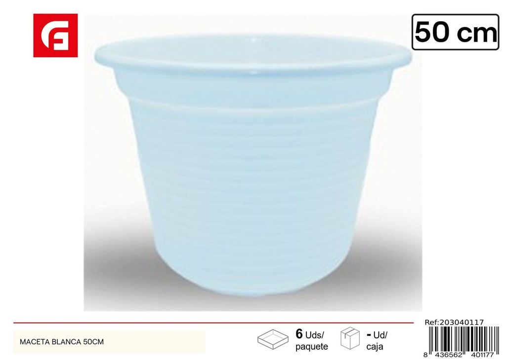 Maceta blanca 50 cm - Artículos de jardinería