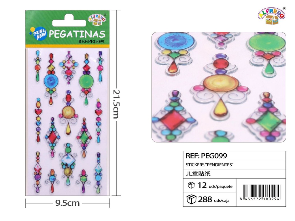 Stickers infantiles "pendientes" 9.5x21.5cm para manualidades