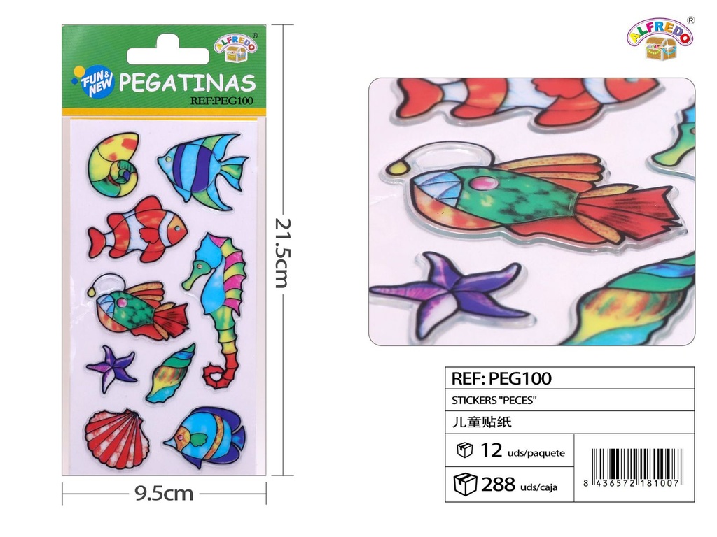 Stickers "peces" 9.5x21.5cm para manualidades infantiles