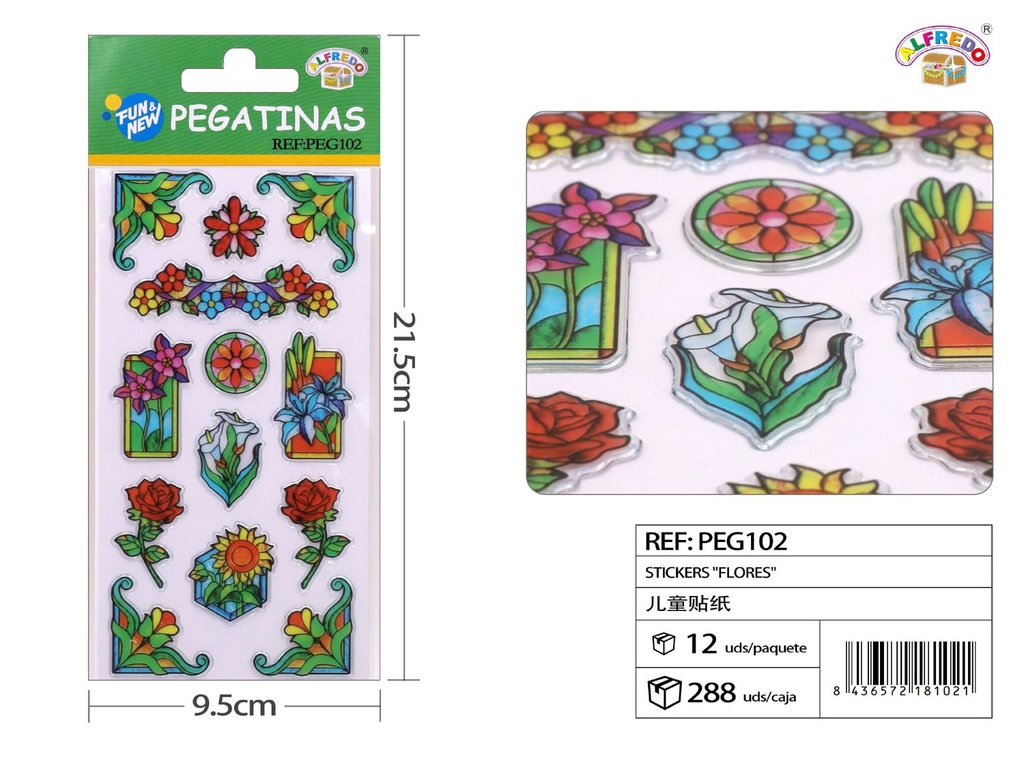 Pegatinas infantiles de flores 9.5x21.5cm para manualidades