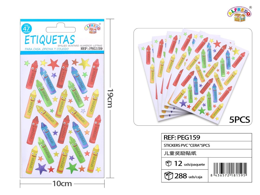 Pegatinas PVC ceras 5 hojas 10x19cm