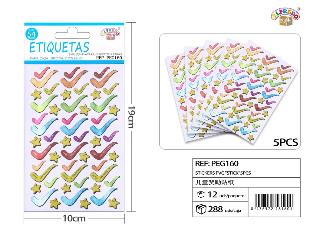 Pegatinas PVC "Very Impressive" 5 hojas 10x19cm para manualidades