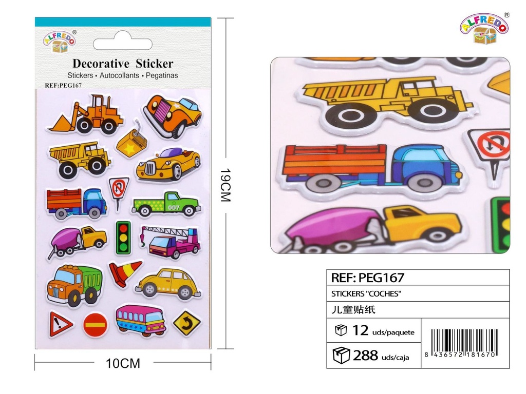 Stickers "Coches" 10x19cm para niños