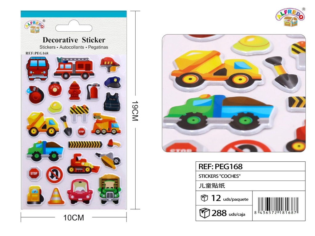 Stickers "Coches" 10x19cm para manualidades