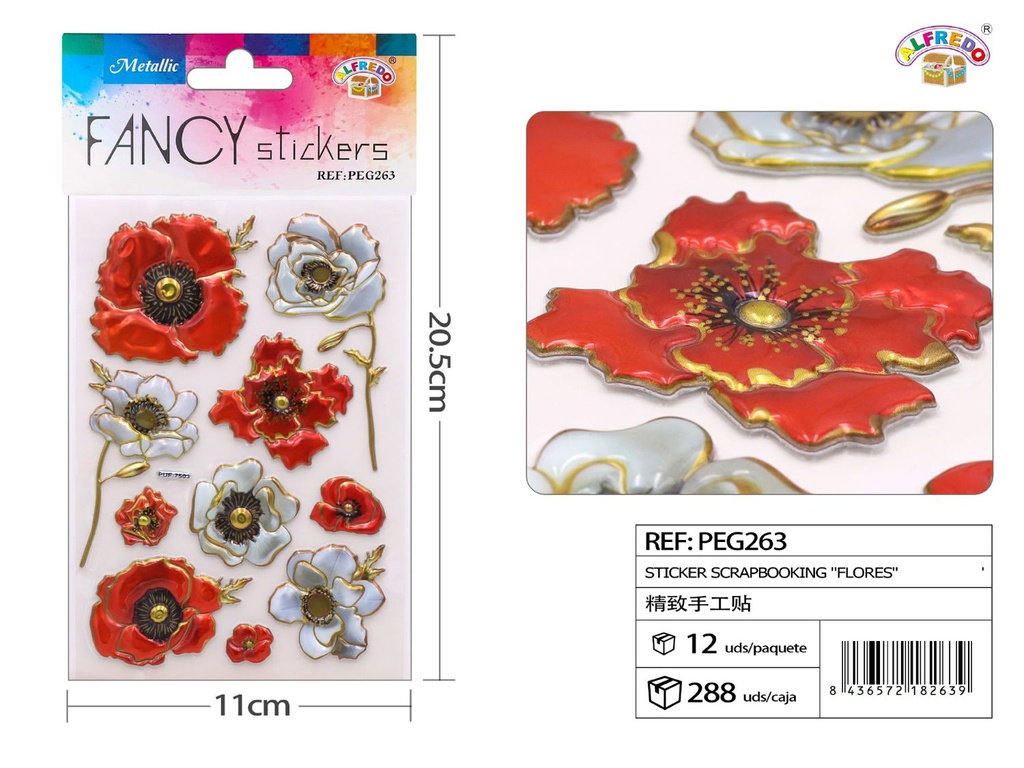 Pegatinas de flores para scrapbooking 11x20.5cm