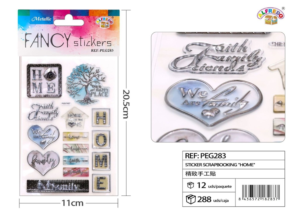 Sticker Scrapbooking "Home" 11X20.5CM - Pegatinas decorativas para manualidades