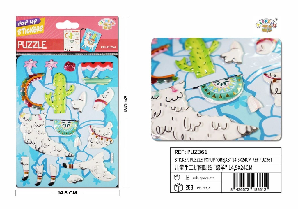 Sticker puzzle popup "Ovejas" 14.5x24cm