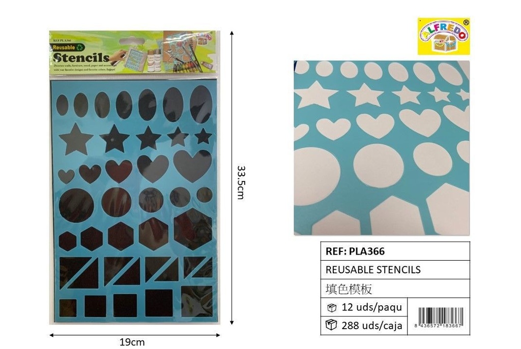 Plantilla reutilizable figuras 19x33.5cm para manualidades