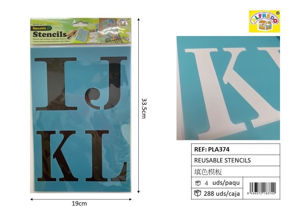 Plantilla Reutilizable - IJKL - 19x33.5 cm - Plantillas