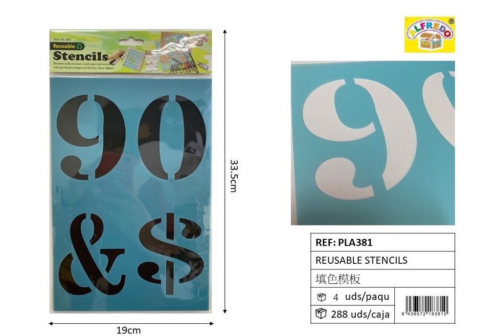 Plantilla Reutilizable - 90&$ - 19x33.5 cm - Plantillas