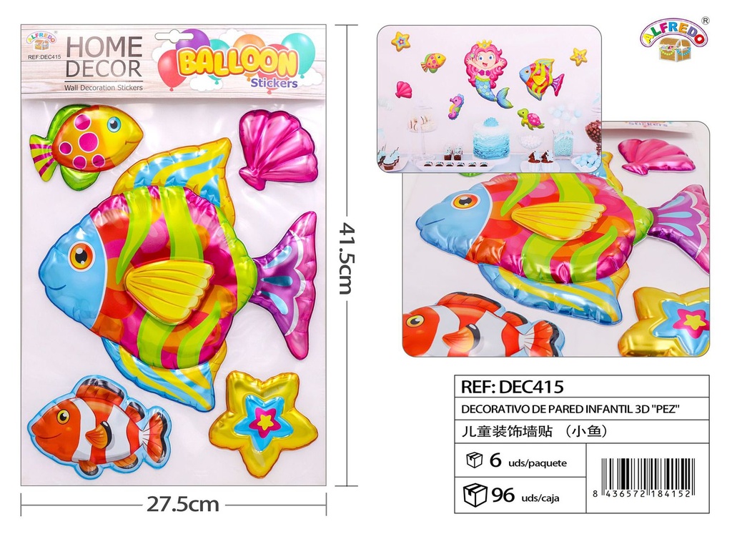 Decorativo de pared infantil 3D "Pez" 27.5x41.5 cm - Decoraciones infantiles