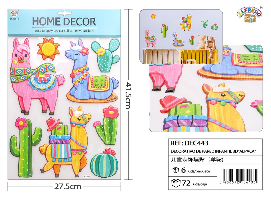 Decorativo de pared infantil 3D "Alpaca" 27.5x41.5cm