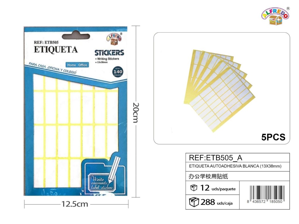 Etiqueta autoadhesiva blanca (25 x 75 mm) 12.5 x 20 cm - Etiquetas