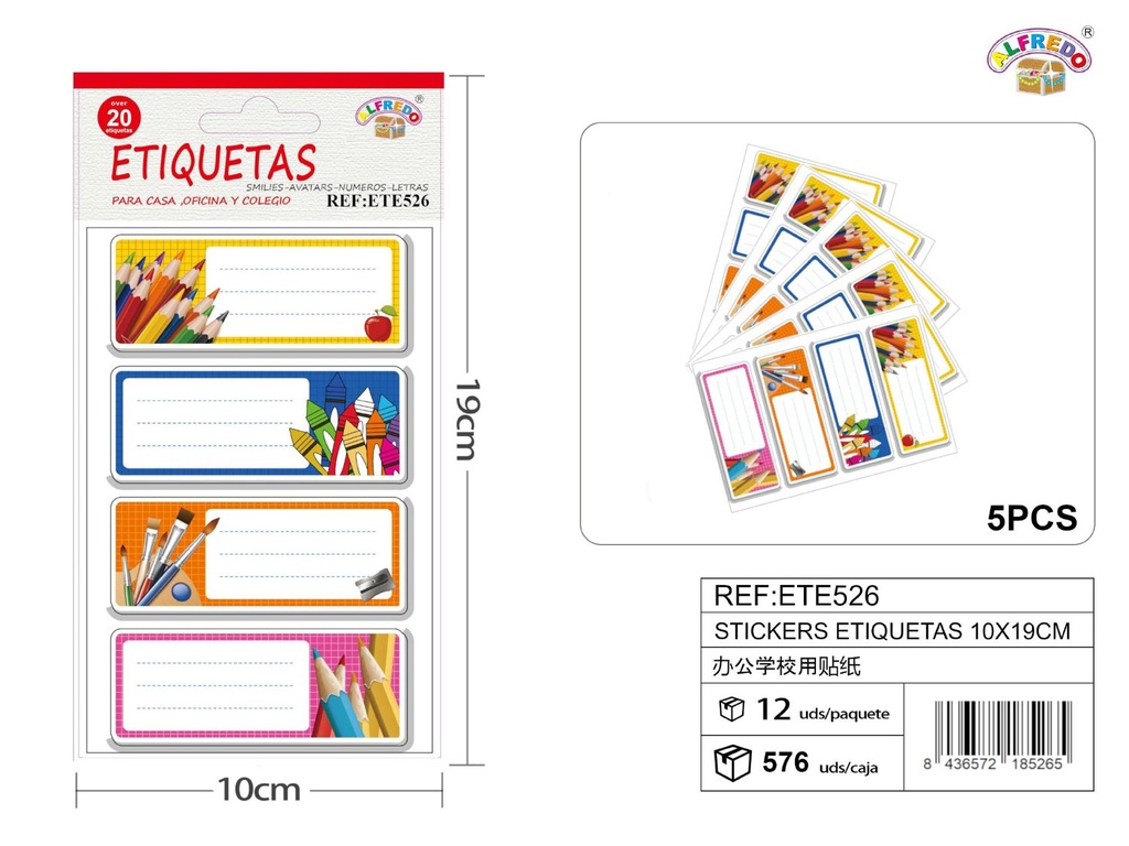 Stickers etiquetas 10x19cm - Papelería escolar
