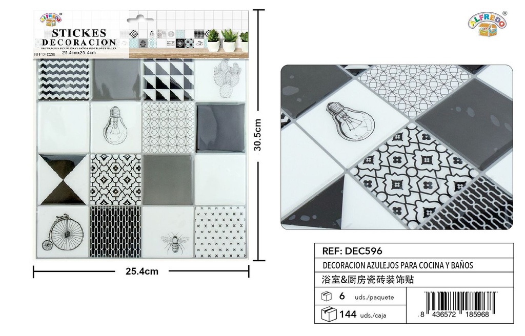 Decoración de azulejos para cocina y baño 25.4x30.5cm