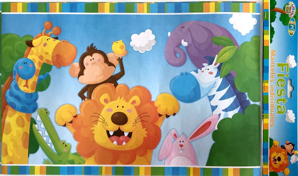 Mantel de papel individual con animales para fiestas y eventos