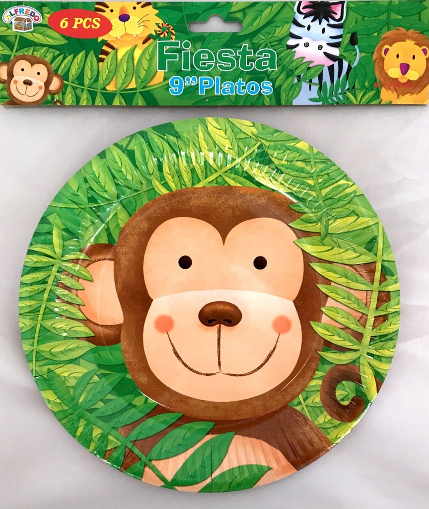 Plato de cartón S5 Mono 9" para fiestas y eventos
