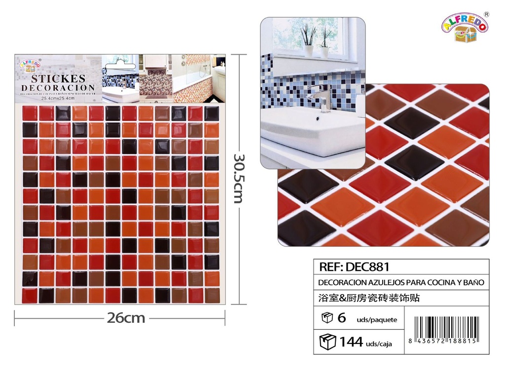 Decoración de azulejos para cocina y baños 25.4x30.5cm para renovación y diseño