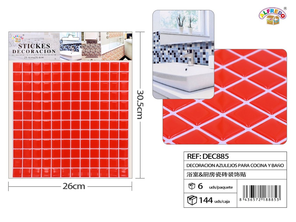 Decoración de azulejos para cocina y baños 25.4x30.5cm autoadhesivos