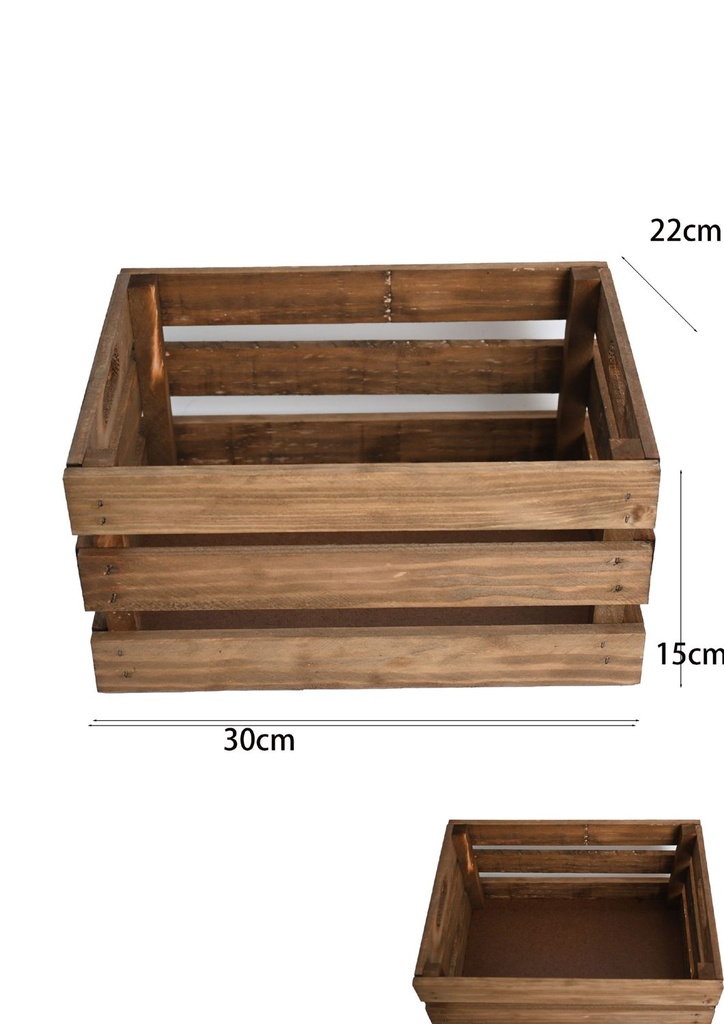 Caja de madera envejecida 30x22x15cm para almacenamiento