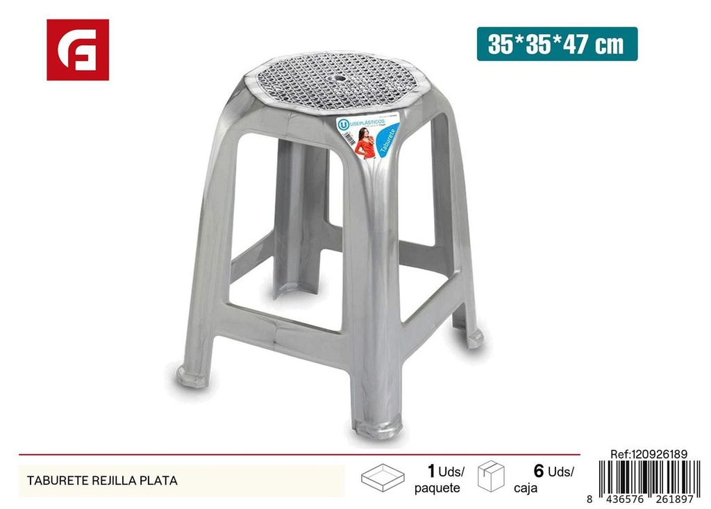 Taburete de rejilla plata 35*35*47cm - Muebles y accesorios
