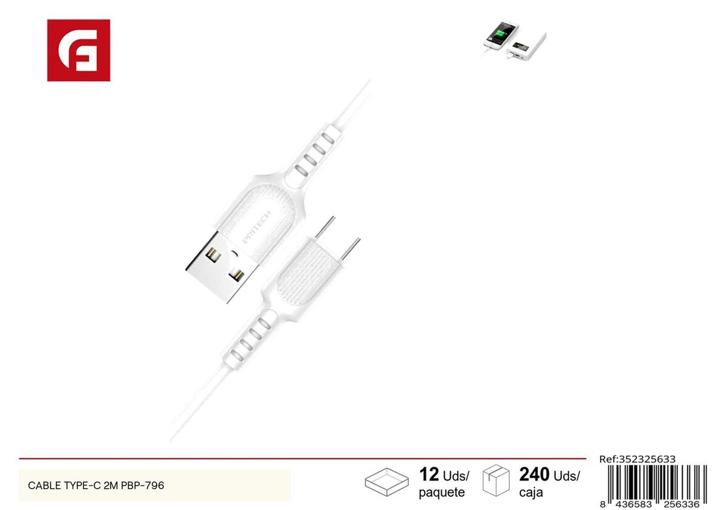 Cable tipo C 2m - Electrónica y cargadores