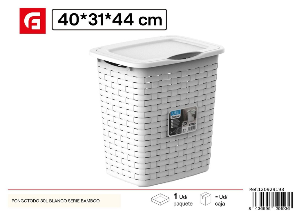 Pongotodo 30L blanco serie bamboo