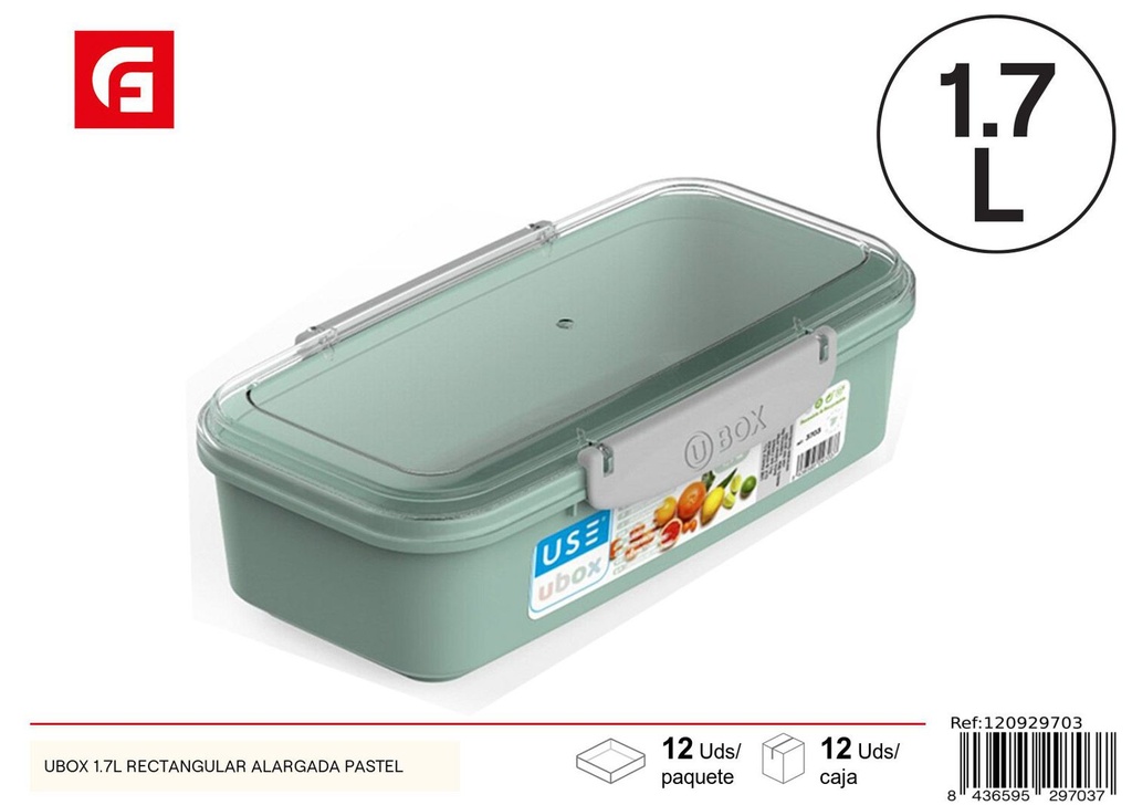 Caja de almacenamiento rectangular 1.7L pastel para cocina