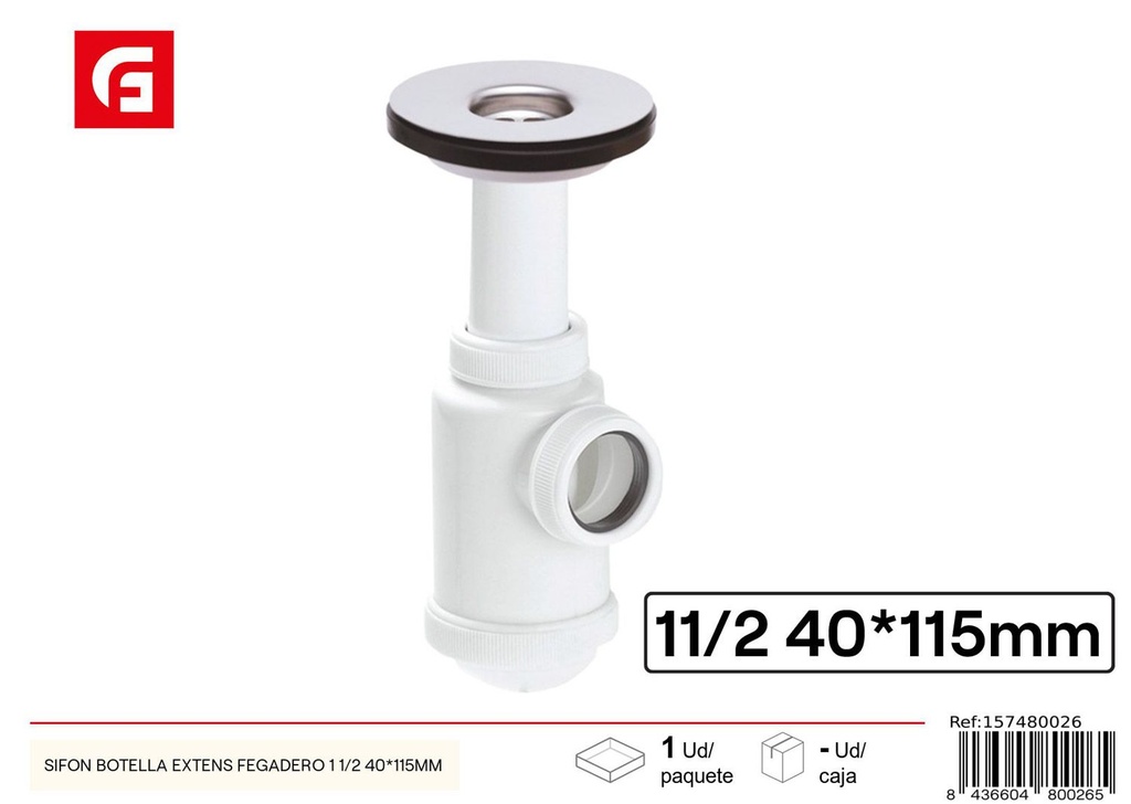 Sifón de botella extensible 1 1/2 40*115mm - Accesorios de fontanería