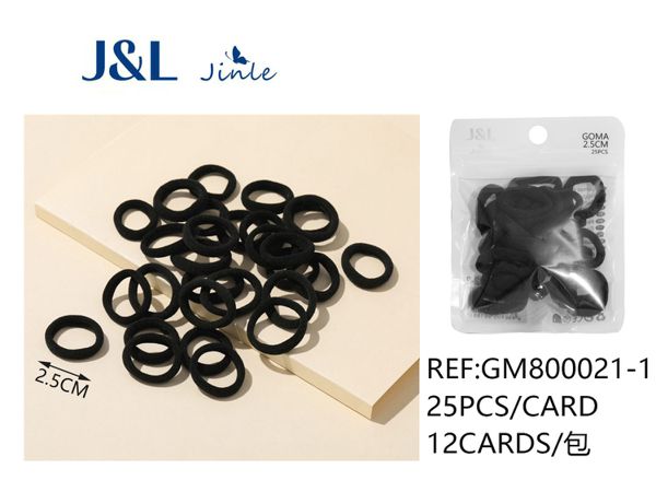 Goma para el pelo negro 2.5cm 25pcs para accesorios de cabello