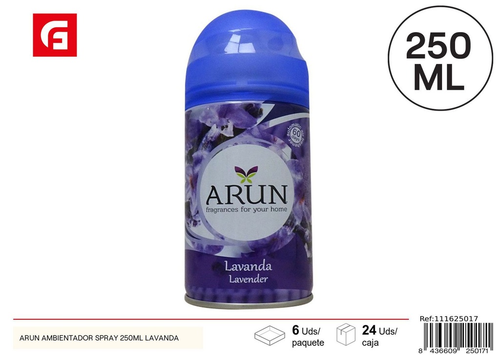 Ambientador en spray 250ml lavanda Arún para aromatizar