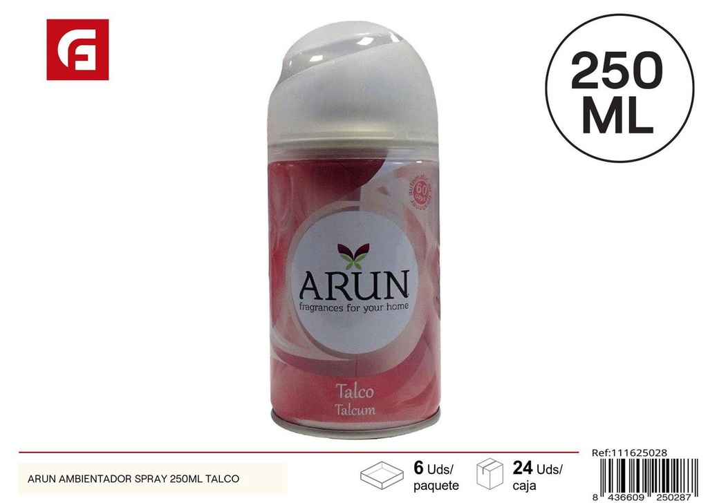 Ambientador spray arun 250ml talco para hogar