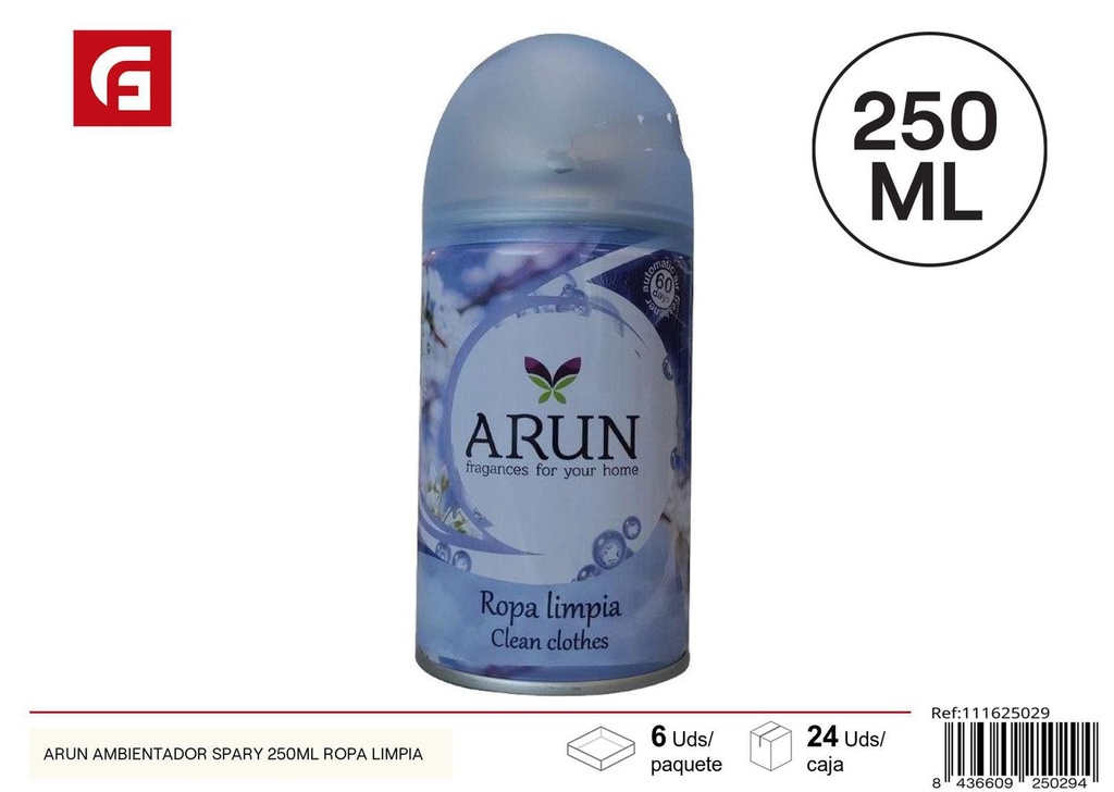 Ambientador spray aroma ropa limpia 250ml