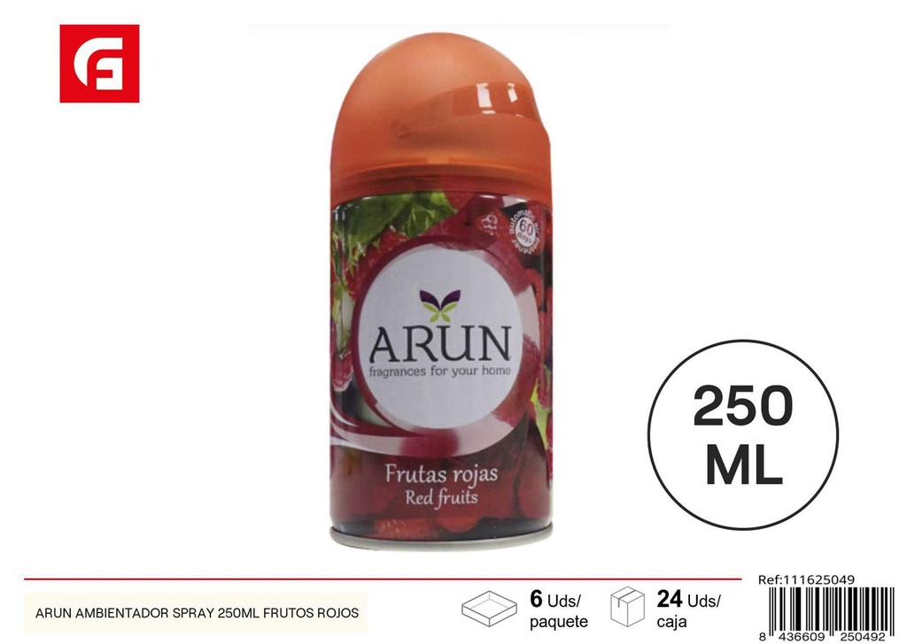 Ambientador spray ARUN 250ml frutos rojos para hogar