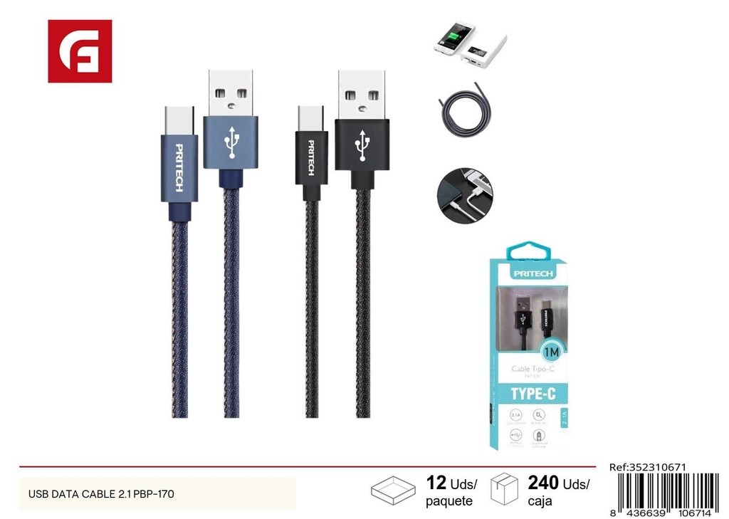 Cable de datos USB 2.1 PBP-170 - Cargadores de teléfono