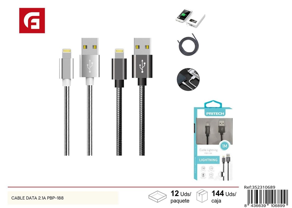 Cable de datos 2.1A PBP-188 cargador