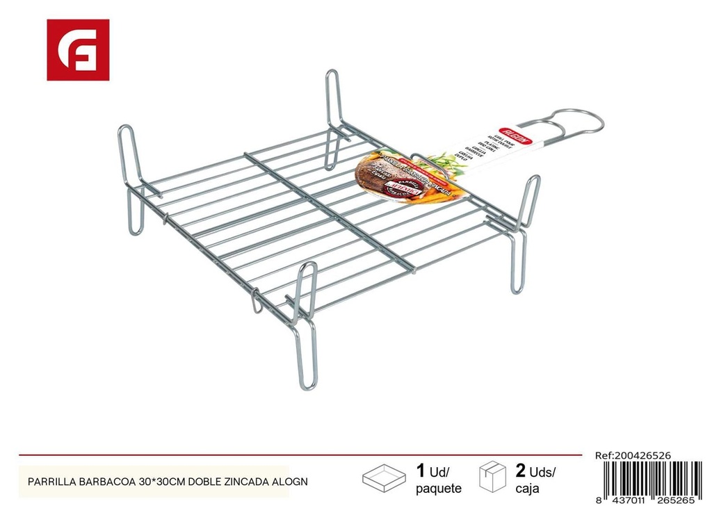 Parrilla barbacoa doble zincada 30x30cm