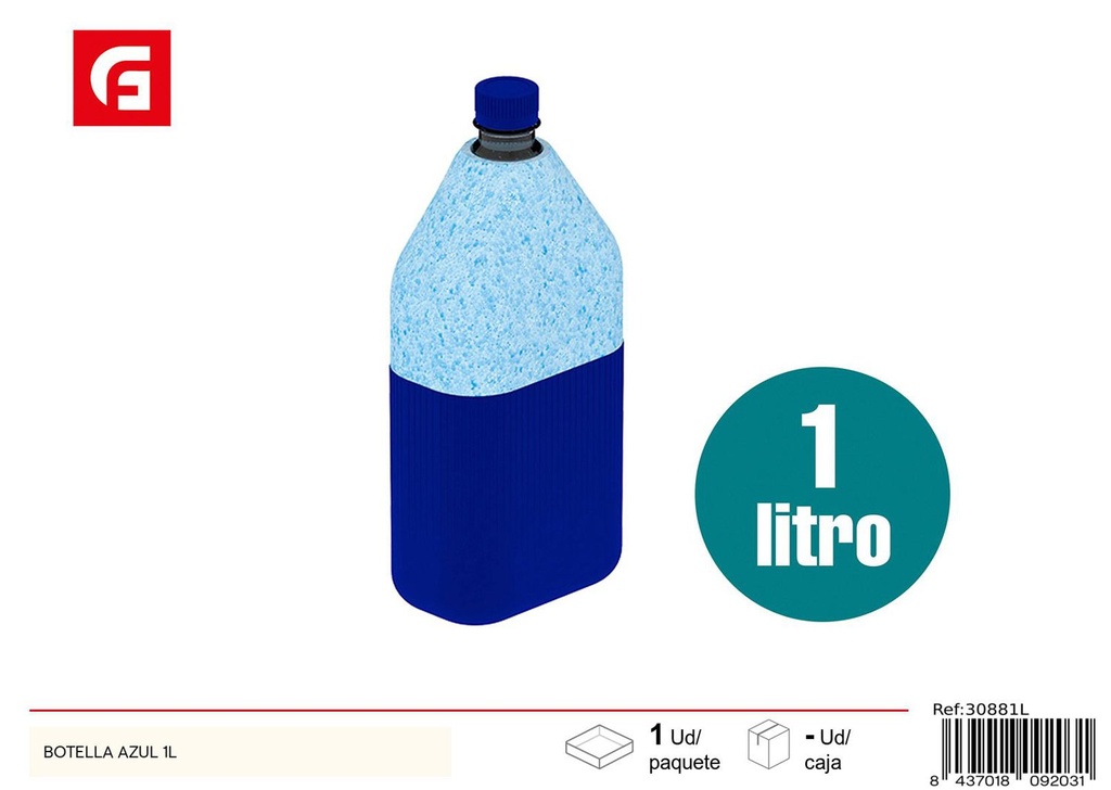 Botella térmica azul 1L para camping y actividades al aire libre