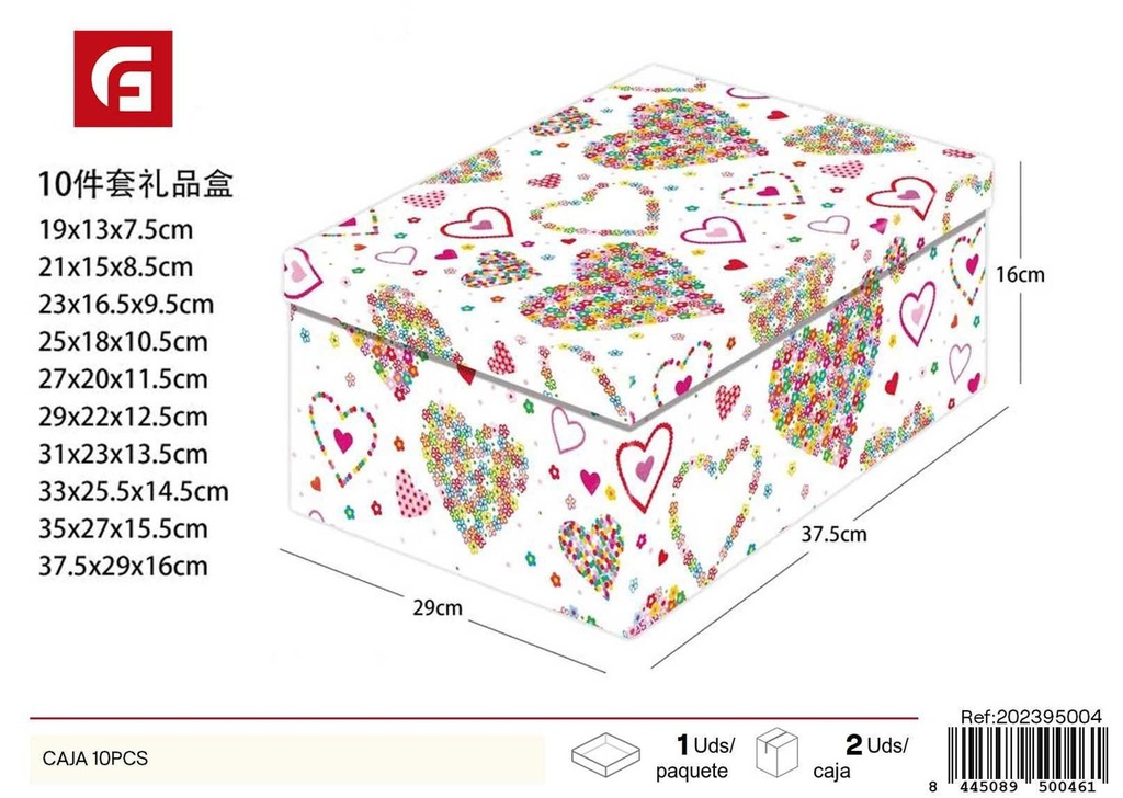 Caja de regalo 10 piezas para presentación y almacenamiento