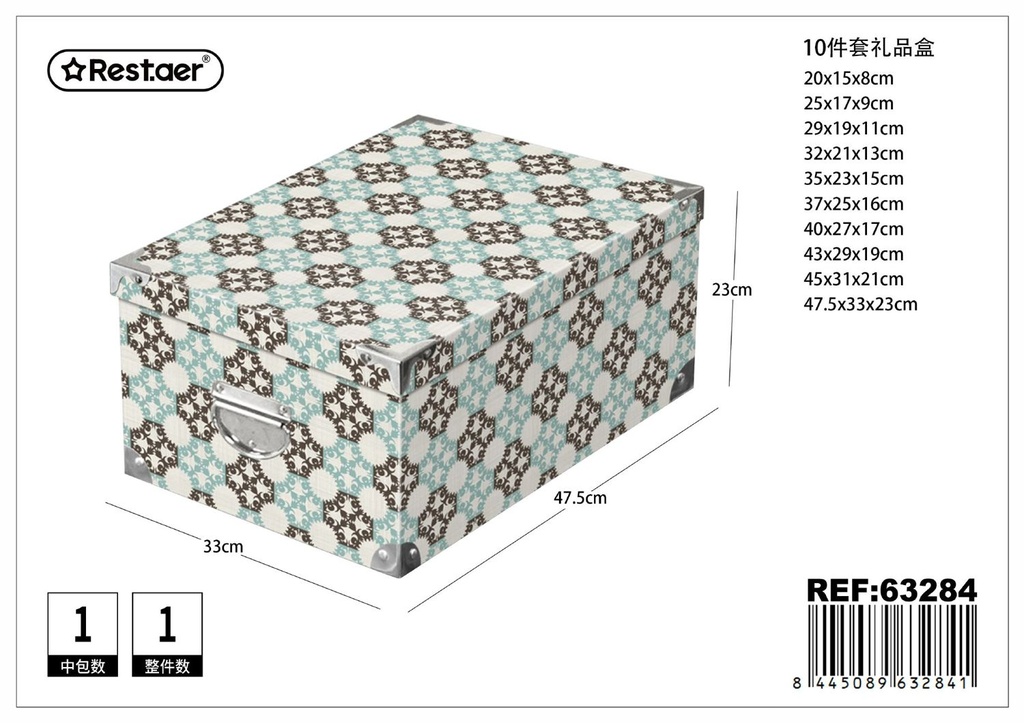 Caja de regalo 10 piezas con cierre metálico