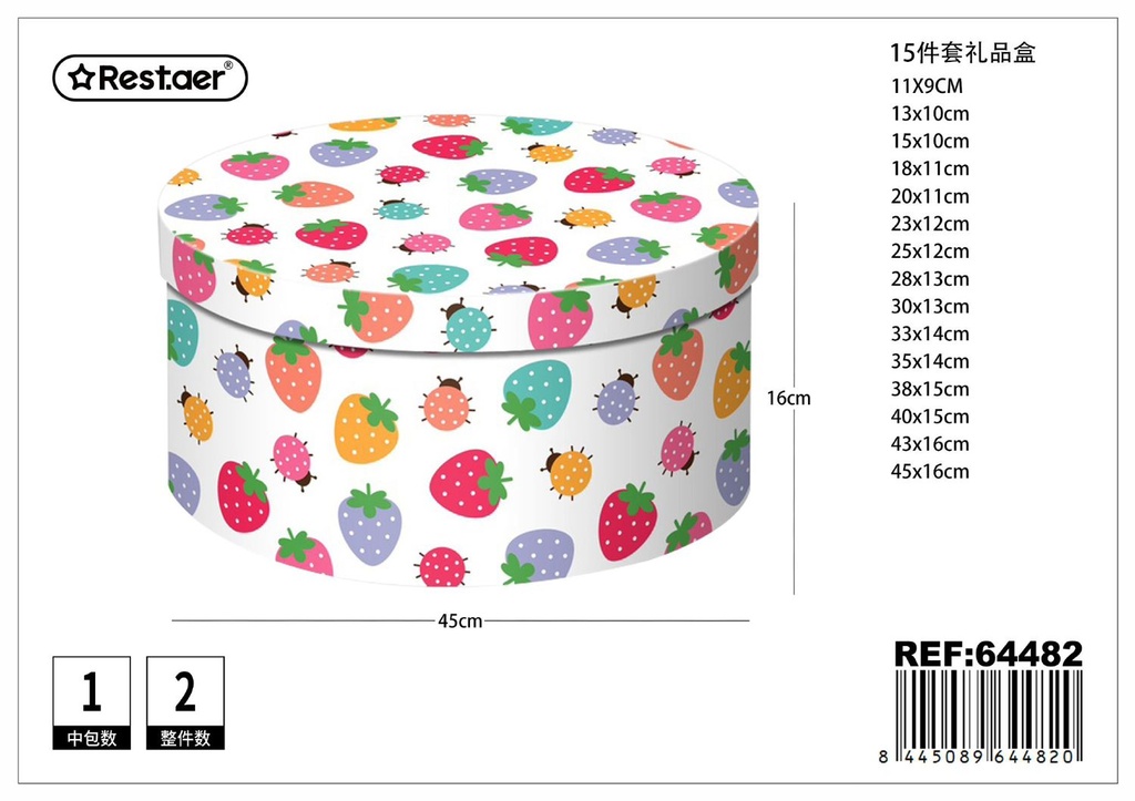 Caja redonda 15pcs 45cmx16cm para embalaje de regalos